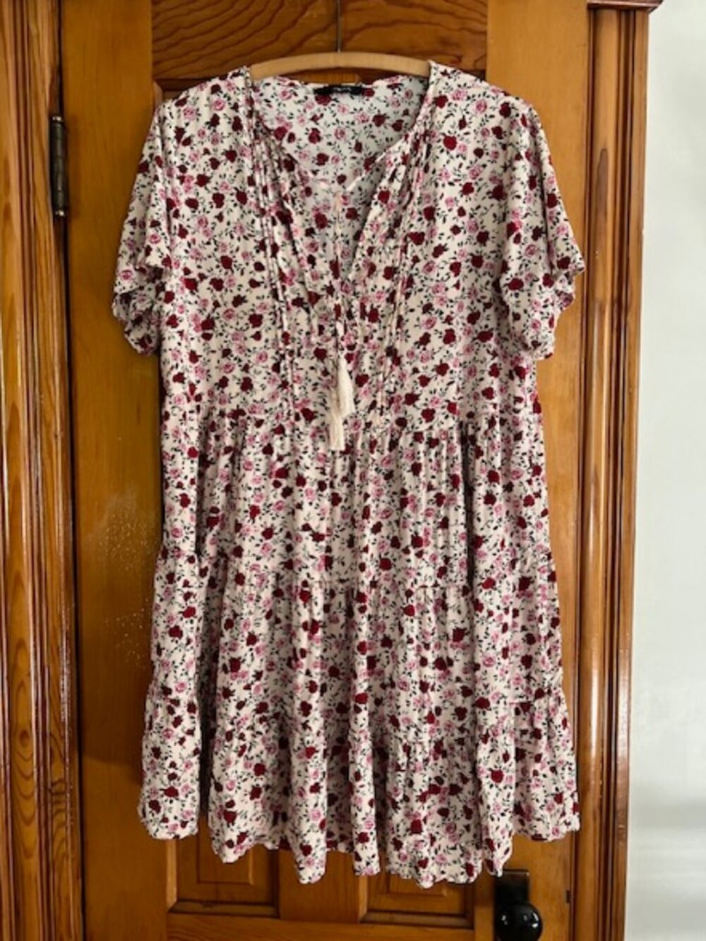 Dokotoo Summer Casual Boho Floral V Neck Short Sleeve Sundress Women's Large - Picture 4 of 13